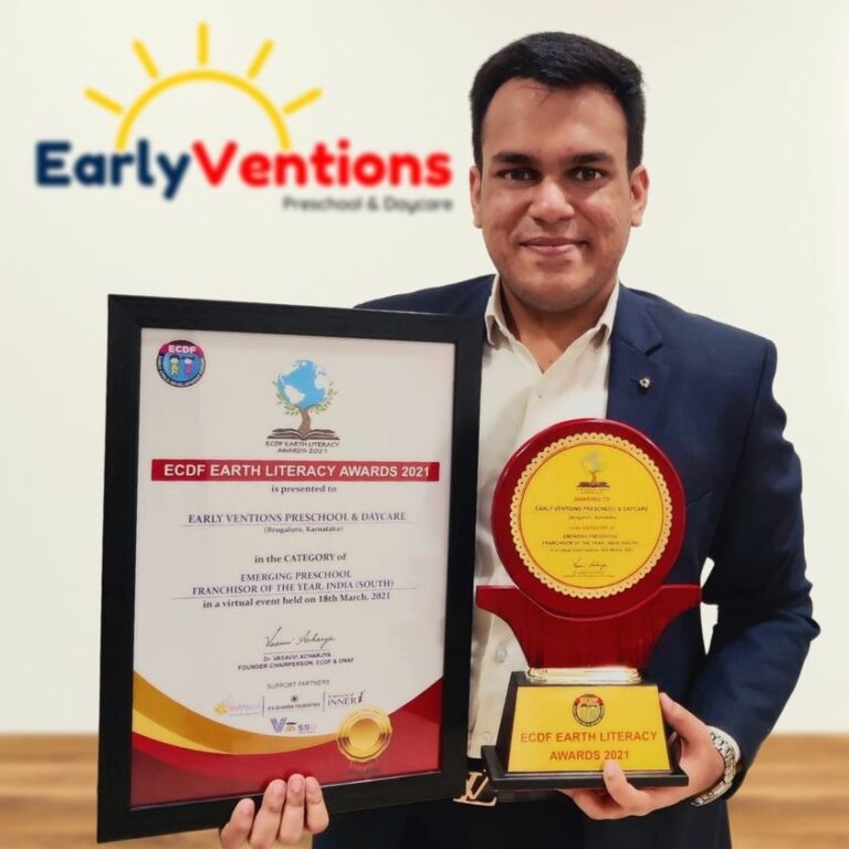 EarlyVentions Preschool and Daycare bags award as ‘Emerging Preschool Franchisor of the Year 2021’