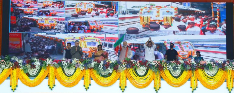 P M Narendra Modi Flags off Vande Bharat Express