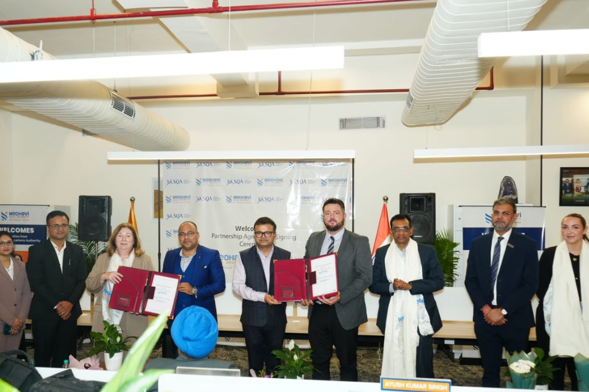 Medhavi Skills University (MSU) has signed a landmark Progression Partnership with the Scottish Qualifications Authority